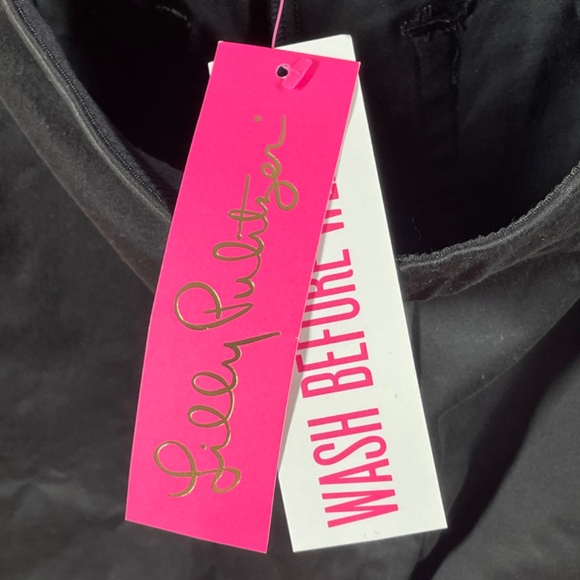 NEW Lilly Pulitzer Pants Womens 4 black ocean cay straight crop preppy casual - Picture 5 of 11